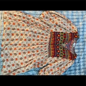 3/4 Sleeve Boho Tunic with Empire Waist